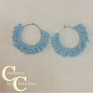 Light Sky Blue Ruffled Earrings